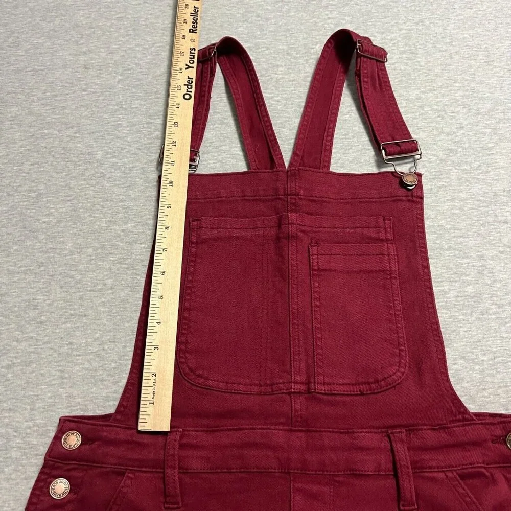 Judy Blue High Waist Bib Overalls Jeans Womens Extra Large Red‎ Boyfriend Cuff